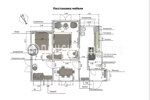 Квартира «Двухкомнатная квартира с дизайнерским ремонтом»